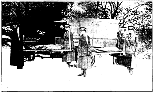 The women of the Motor Corps of the National League for Woman's Service refuting the traditions that women have neither strength nor endurance.