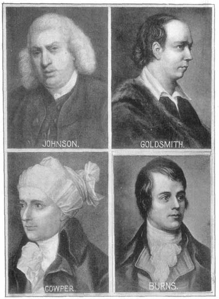 Johnson, Goldsmith, Cowper, Burns.
