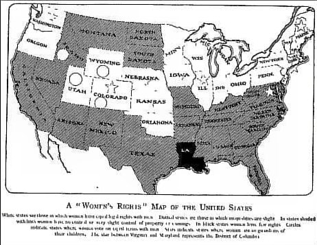 A "WOMEN'S RIGHTS" MAP OF THE UNITED STATES