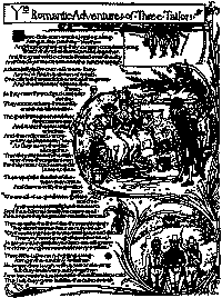 This is a full page poem showing the three tailors walking together, the three approaching the milk-maids, and the three walking away saddened.