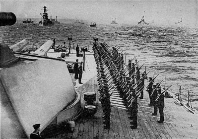 Marines Drilling on the Quarterdeck of a British Battleship.