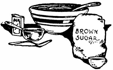 bowl and brown sugar, etc.