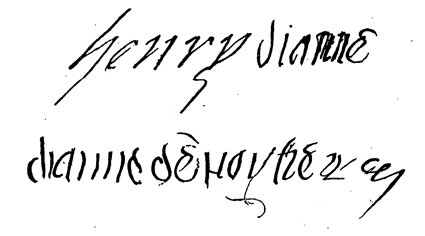 Autographs: Henri II, Diane de Poitiers