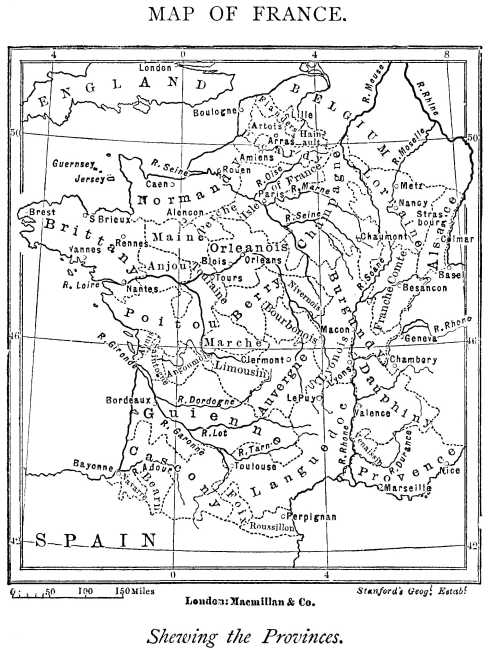 MAP OF FRANCE. Shewing the Provinces.