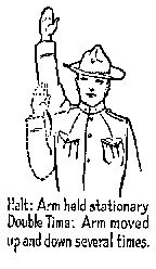 Halt: Arm held stationary. Double Time: Arm moved up and
down several times.