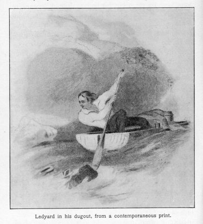 Ledyard in his dugout, from a contemporaneous print.