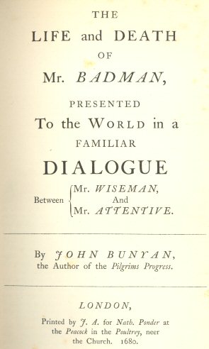 Facsimile of title page of first (1680) edition of The Life and
Death of Mr. Badman