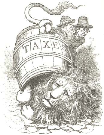 Lion and Tub.  From “Punch’s Pocket-Book,”
1879.  Drawn by Linley Sambourne; engraved by Swain