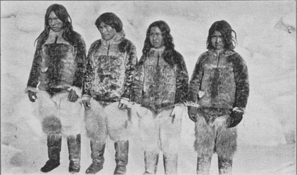 THE FOUR NORTH POLE ESKIMOS (From Henson's own Photograph)