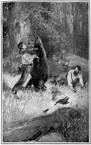 "The grizzly folded Frank in his embrace, crushing the
lad against his shaggy breast." (See page 205)
