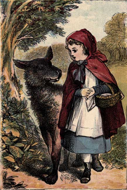 Little Red Riding-Hood meets the Wolf.