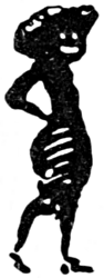 A silhouette of a figure, possibly a slave