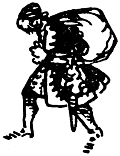 A pirate walking with a large sack slung over his shoulder