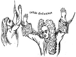 Law holds 'Laudo Britannos' on his shoulders.