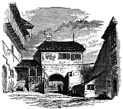 A city gatehouse.