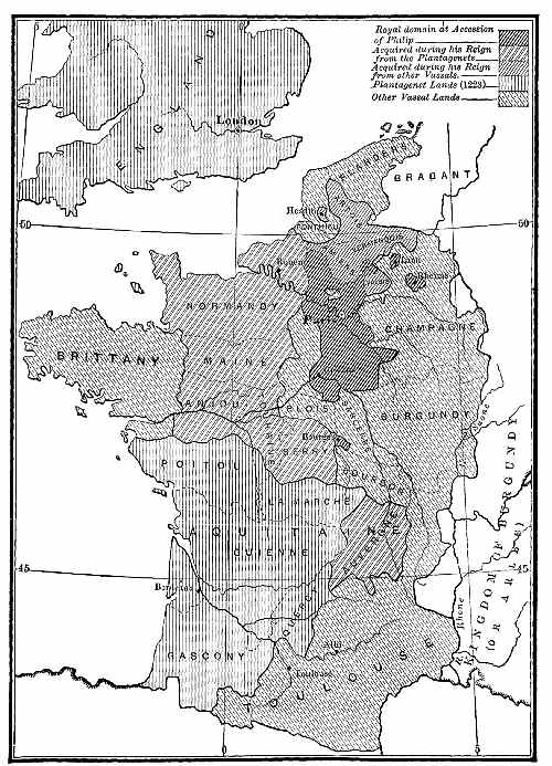 Map of France at the Close of the Reign of Philip Augustus