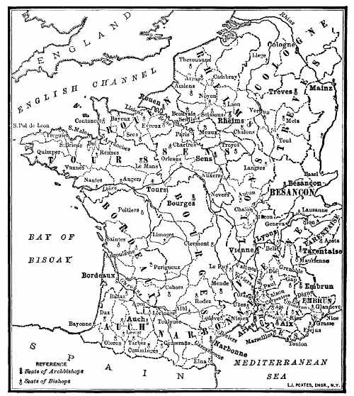 Ecclesiastical Map of France in the Middle Ages