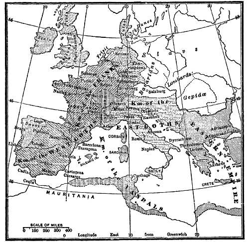 Map of Europe in the Time of Theodoric