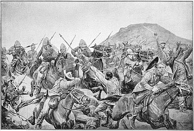 THE BATTLE OF ELANDSLAAGTE—CHARGE OF THE 5th
LANCERS. Drawn by R. Caton Woodville.