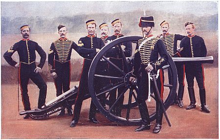 SERGEANTS OF THE ROYAL HORSE ARTILLERY WITH A
12-POUNDER. Photo by Gregory & Co., London.