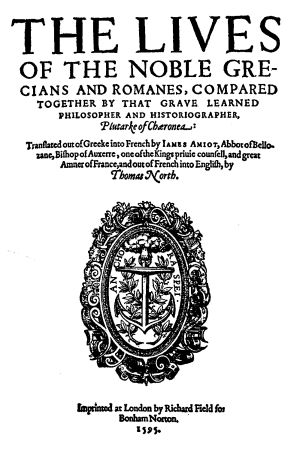 Title Page of North's Plutarch 1595