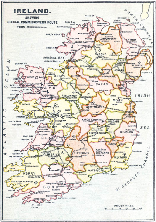 Map of Ireland Shewing Route