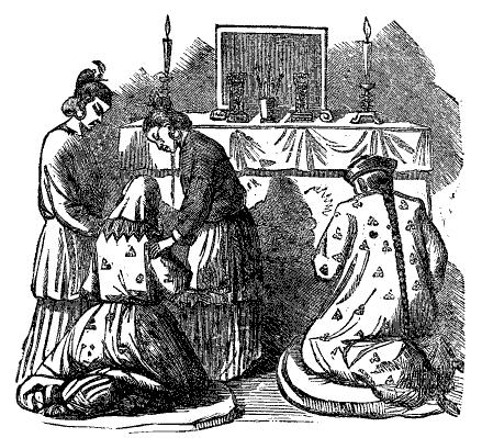 Bride and Bridegroom Worshiping Tablets of Deceased
Ancestors.