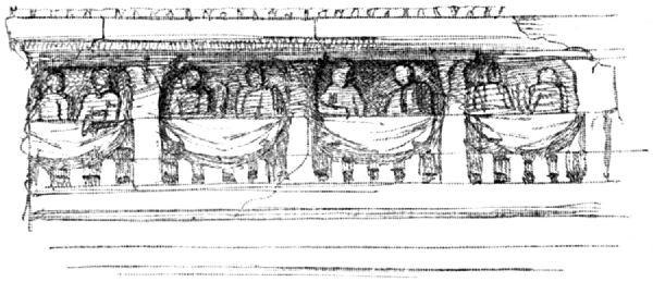A sectioned balcony, with people in each of the sections