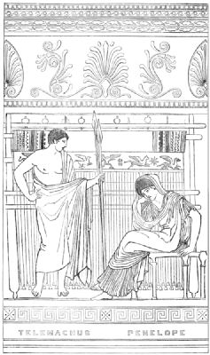 Penelope at her loom, reproached by her son Telemachus