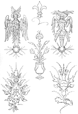 Angel, floral and foliage designs
