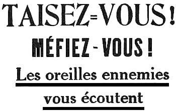 Reproduction of placard warning France against spies.