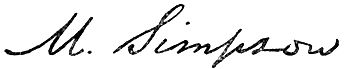 Autograph: "M. Simpson"
