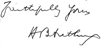 Autograph: "Faithfully yours, H B Anthony"