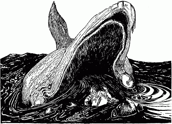 This is the picture of the Whale swallowing the Mariner with his infinite-resource-and-sagacity, and the raft and the jack-knife and his suspenders, which you must not forget.