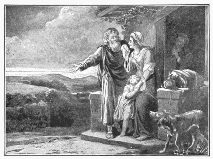 Abraham Sending Away Hagar. "Cast out the bondwoman and her son." Gal. 4:30. Illustration.