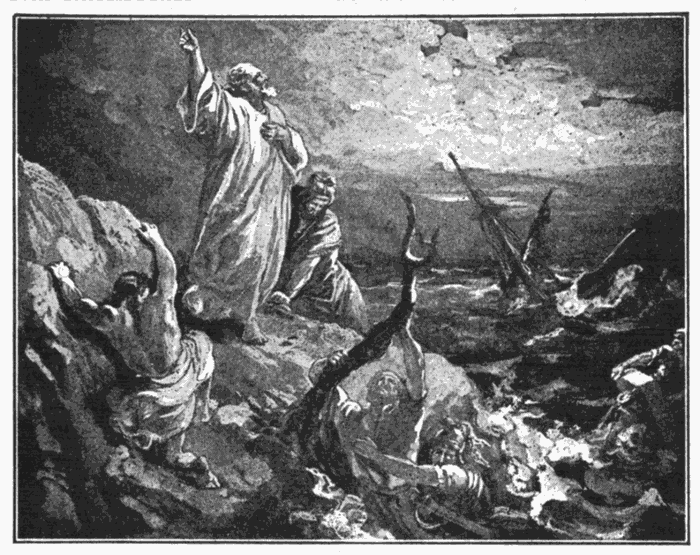 Paul Shipwrecked. "In all these things we are more than conqueror through Him that loved us." Rom. 8:37. Illustration.