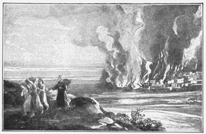 The Burning Of Sodom. "And Lot dwelled in the cities of the plain." Gen. 13:12. Illustration.