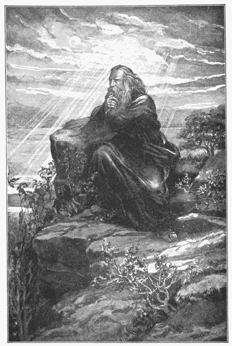 Moses On Mt. Nebo Viewing The Promised Land. "And the Lord showed him all the land, ... unto the uttermost sea." Deut. 34:1, 2. Illustration.