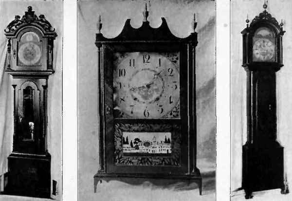Plate XLVIII.—General Stephen Abbot Clock; Terry Shelf Clock, 1824; English Clock, with Ball ornamentation.