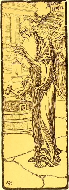 Diogenes with lantern and hammer.