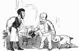 Barber, man and pig