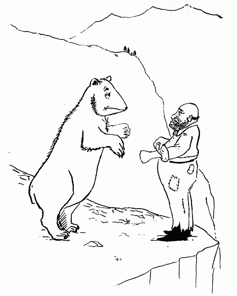 Bear confronting man