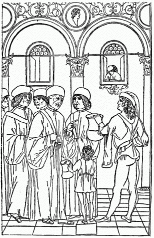 FIG. 32.—The Physician. From the “Fasciculus Medicinæ.”
Venice, 1500.