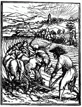 FIG. 53.—The Ploughman. From Holbein’s “Images de la
Mort.” Lyons, 1547.