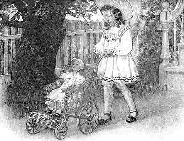 Girl With Doll Carriage