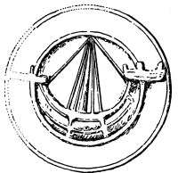 drawing of a seal with a half-circular ship