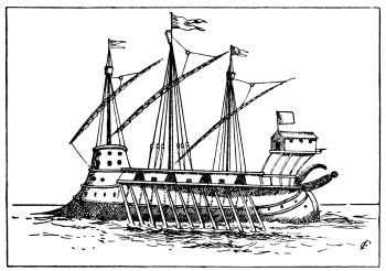 drawing ship with oars out
