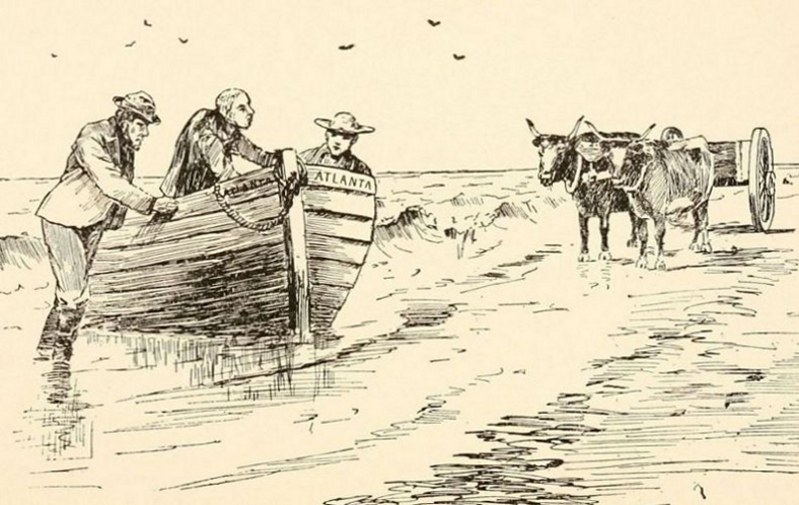 That which had come out of the east on this bright June
morning was a ship's lifeboat about eighteen feet long.—Page 4.