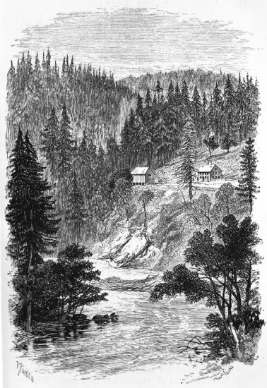 VIEW ON THE AMERICAN RIVER—THE PLACE WHERE GOLD WAS
FIRST FOUND.—P. 180.