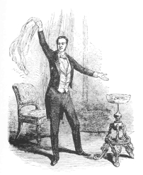Robert-Houdin as he appeared to the English critics.
Reproduced from the Illustrated London News, December 23d, 1848.